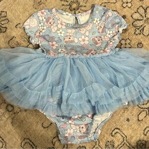 Disney Baby Blue and Pink Floral Stitch & Angel Outfit